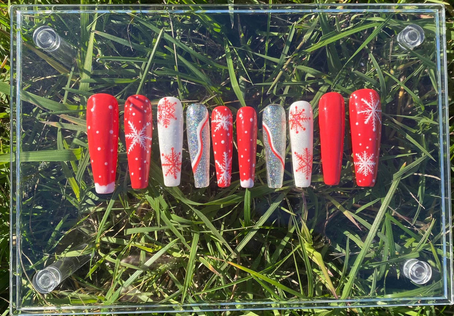 Schneeflocke Weihnachten Press On Nails von pureessencenails