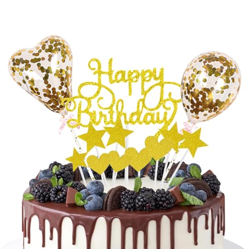 Geburtstags-Kuchenaufsatz-Set, Roségold-Kuchendekorationen, alles Gute zum Geburtstag-Kuchenaufsatz, Cupcake-Aufsätze, Glitzereinsätze-Set für Kinder, Baby-Geburtstag von puzzlegame