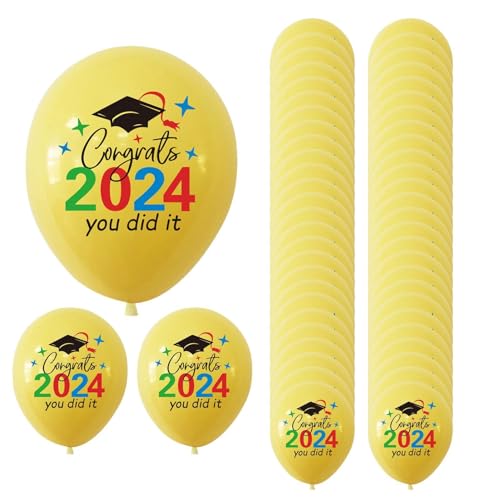 Kindergarten-Abschlussballons, 100 Stück Latex-Geburtstagsballons – „Glückwunsch Absolventen“, 12-Zoll-Glückwunschballons der Klasse 2024, Abschlussballons für die Abschlussdekoration im Vorschul von puzzlegame
