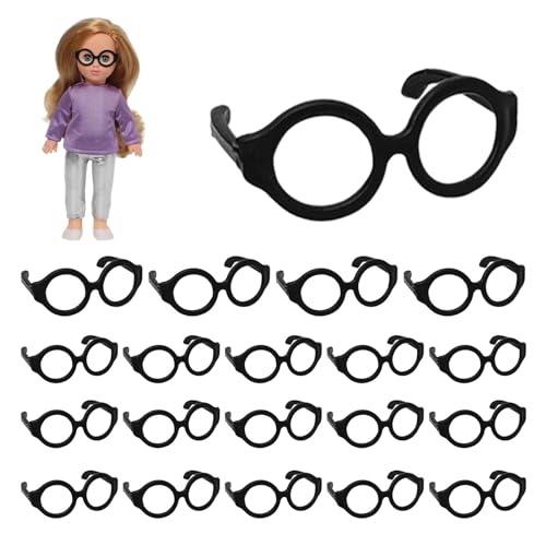 puzzlegame Mini-Puppenbrillen,Puppenbrillen | Linsenlose Brillen für Puppen | Puppen-Anzieh-Requisiten, 20 kleine Gläser, Puppen-Anzieh-Brillen für DIY-Zubehör, Puppen-Anziehzubehör von puzzlegame
