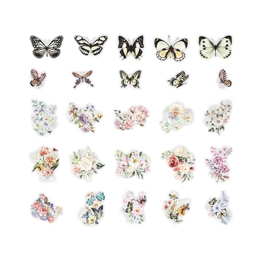 puzzlegame Schmetterling-Planer-Aufkleber, Scrapbook-Schmetterling-Aufkleber | 50 Stück dekorative Aufkleber, ästhetische Aufkleber, Kunsthandwerksbedarf, Journaling-Materialien für Computer, von puzzlegame