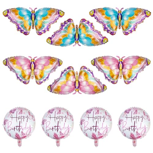 puzzlegame Schmetterlings-Partyballons,Schmetterlingsballons-Dekorationen - 10 Stück Schmetterlings-Geburtstagsparty-Dekorationen | Niedliche, einfach anzubringende „Happy von puzzlegame