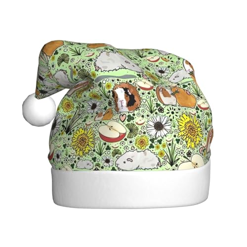 Weihnachtsmütze mit Meerschweinchen-Aufdruck, Zubehör für Erwachsene Feiertage und Weihnachtsfeiern von pvinnk