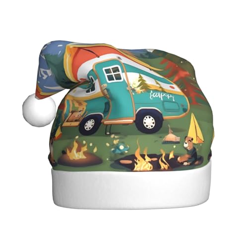 pvinnk Weihnachtsmütze mit Aufdruck "Happy Camper", Zubehör für Erwachsene Feiertage und Weihnachtsfeiern von pvinnk