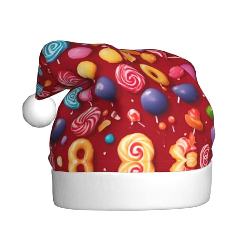 pvinnk Weihnachtsmütze mit Lutscher-Aufdruck, Zubehör für Erwachsene Feiertage und Weihnachtsfeiern von pvinnk