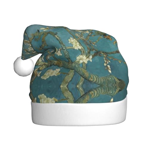 pvinnk Weihnachtsmütze mit Mandelblüten-Aufdruck, Zubehör für Erwachsene Feiertage und Weihnachtsfeiern von pvinnk