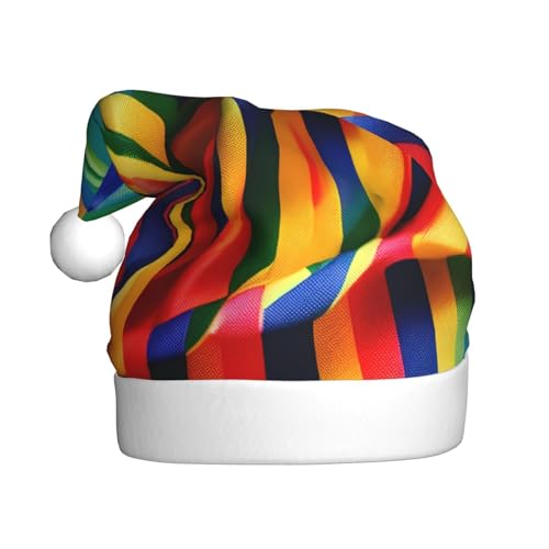 pvinnk Weihnachtsmütze mit Regenbogenfarben-Streifendruck, Zubehör für Erwachsene, Feiertage und Weihnachtsfeiern von pvinnk