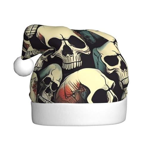 pvinnk Weihnachtsmütze mit Totenkopf-Skelett-Druck, Zubehör für Erwachsene Feiertage und Weihnachtsfeiern pvinnk Weihnachtsmütze mit Totenkopf-Skelett-Druck, Zubehör für Erwachsene Feiertage und Weihnachtsfeiern von pvinnk