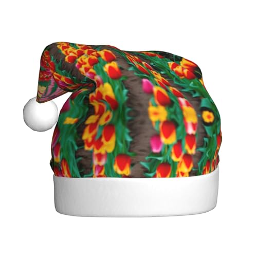 pvinnk Weihnachtsmütze mit buntem Tulpenaufdruck, Zubehör für Erwachsene und Weihnachtsfeiern von pvinnk