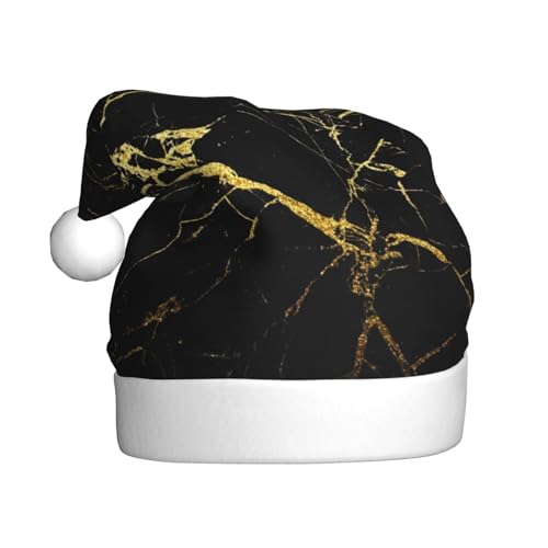pvinnk Weihnachtsmütze mit goldfarbenem und schwarzem Tapetendruck, Zubehör für Erwachsene und Weihnachtsfeiern pvinnk Weihnachtsmütze mit goldfarbenem und schwarzem Tapetendruck, Zubehör für Erwachsene und Weihnachtsfeiern von pvinnk