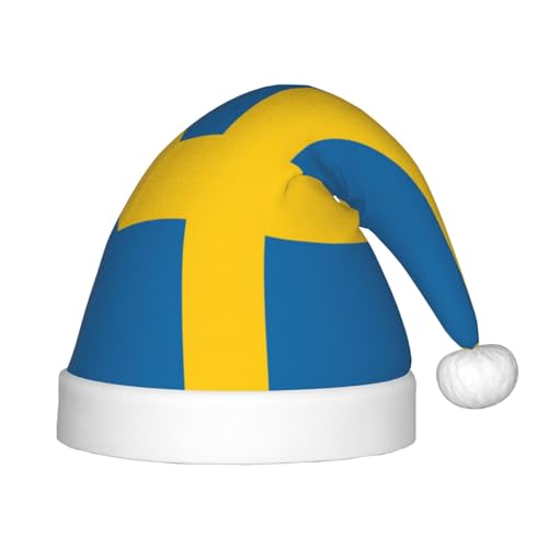 pvinnk Weihnachtsmütze mit schwedischer Flagge, Unisex, Weihnachtsmannmütze, Weihnachtsmannmütze von pvinnk