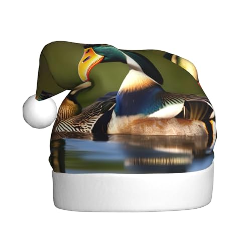 pvinnk Weihnachtsmütze mit zwei Stockenten bedruckt, Zubehör für Erwachsene Feiertage und Weihnachtsfeiern von pvinnk