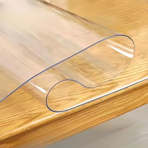 Tischschutz-Folie Plastik-TischdeckeGlasklar Folie Tischfolie Transparent,PVCProtectedTableProtectorFettdicht,FürEsstischCouchtischUndSchreibtischSie können es selbst bastelnDIY(1.8mm,60 * 100cm) von pykaaiiu