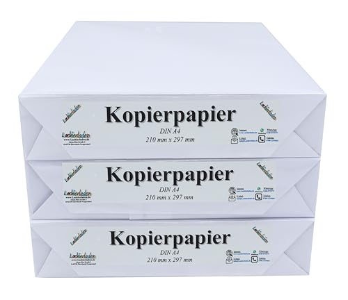 Kopierpapier A4 21 cm x 29,7 cm, 1500 Blatt | Papier Druckerpapier Blätter Zettel Schreibpapier von qasco product
