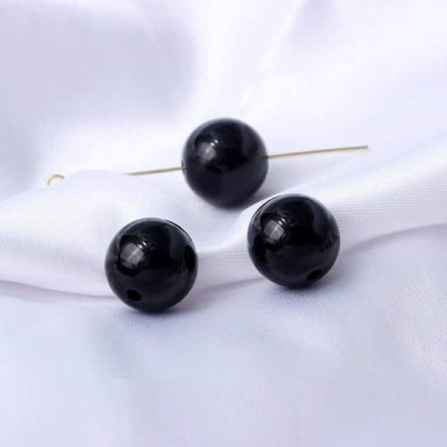 qbodp 100 Stück 14mm Runde Perlen Zur Schmuckherstellung, Acrylperlen Zum Basteln, Basteln, Perlendekorationen, Zubehör, Schwarz qbodp 100 Stück 14mm Runde Perlen Zur Schmuckherstellung, Acrylperlen Zum Basteln, Basteln, Perlendekorationen, Zubehör, Schwarz von qbodp