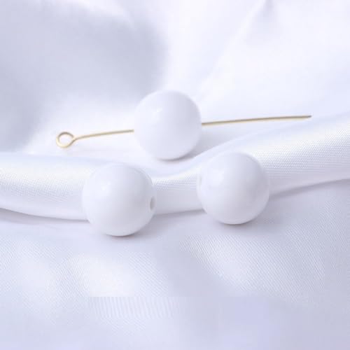 qbodp 100 Stück 14mm Runde Perlen Zur Schmuckherstellung, Acrylperlen Zum Basteln, Basteln, Perlendekorationen, Zubehör, Weiß qbodp 100 Stück 14mm Runde Perlen Zur Schmuckherstellung, Acrylperlen Zum Basteln, Basteln, Perlendekorationen, Zubehör, Weiß von qbodp