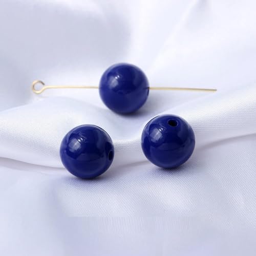 qbodp 100 Stück 14mm Runde Perlen Zur Schmuckherstellung, Acrylperlen Zum Basteln, Bastelperlen Dekorationszubehör, Dunkelblau qbodp 100 Stück 14mm Runde Perlen Zur Schmuckherstellung, Acrylperlen Zum Basteln, Bastelperlen Dekorationszubehör, Dunkelblau von qbodp