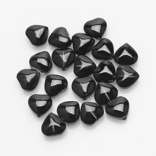 qbodp 100 Stück 8mm Herzförmige Perlen Für Die Schmuckherstellung, Imitation Von Kristallglasperlen Für Kunsthandwerk, Bastelperlen Dekorationszubehör, Schwarz von qbodp