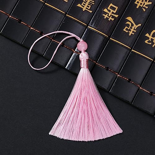 qbodp 20 Stück Quasten,7cm Perlenquaste Zum Aufhängen,Handgefertigte Bastelquasten Mit Umhängeband Für Lesezeichen,Schlüsselanhänger,Geschenkanhänger,Kunsthandwerk Und Schmuckherstellung,Hellrosa von qbodp