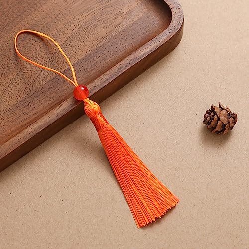 qbodp 20 Stück Quasten,7cm Perlenquaste Zum Aufhängen,Handgefertigte Bastelquasten Mit Umhängeband Für Lesezeichen,Schlüsselanhänger,Geschenkanhänger,Kunsthandwerk Und Schmuckherstellung,Orange von qbodp