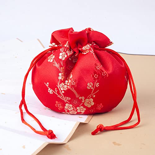 qbodp 4 Stücke Chinesische Tradition Duftsäckchen Säckchen Bestickte Blumenbeutel Kordelzug Geschenkbeutel Leer Duftbeutel,Rot von qbodp