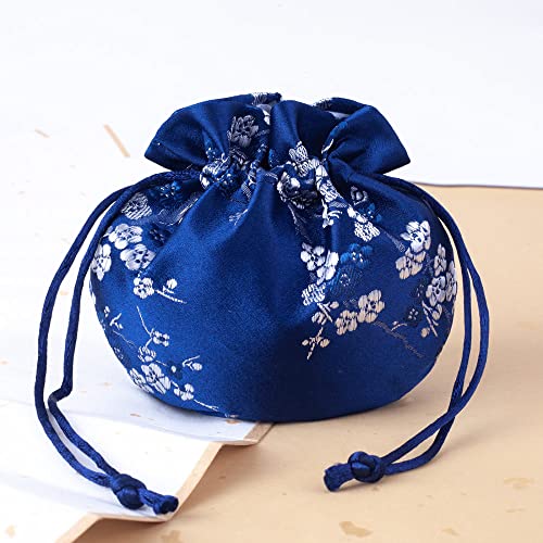 qbodp 4 Stücke Duftsäckchen Säckchen Nach Chinesischer Tradition,Bestickte Blumenbeutel,Kordelzug,Geschenkbeutel,Leerer Duftbeutel,Blau von qbodp