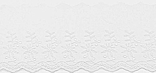 Webbänder 1m Stickerei-Spitzenborte 'Blümchen', 9cm weiß (69) 100% Baumwolle von qdwq-US
