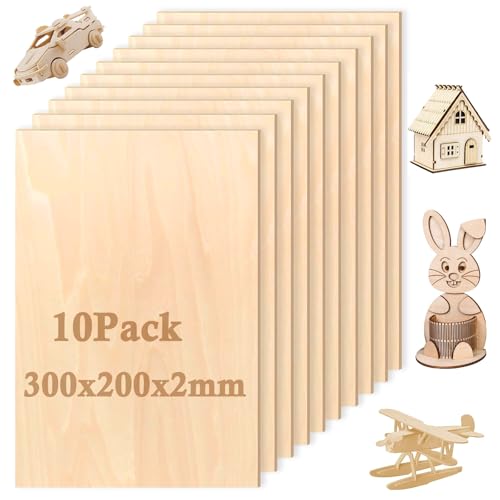 10 Stück Sperrholzplatte 2mm, Lindensperrholz Holz Platten, 300 x 200 mm Sperrholzplatten Balsaholz, A4 Lindensperrholz Balsaholz Platten, für DIY Handwerk, Malen, Modell, Dekor 10 Stück Sperrholzplatte 2mm, Lindensperrholz Holz Platten, 300 x 200 mm Sperrholzplatten Balsaholz, A4 Lindensperrholz Balsaholz Platten, für DIY Handwerk, Malen, Modell, Dekor von qhklew
