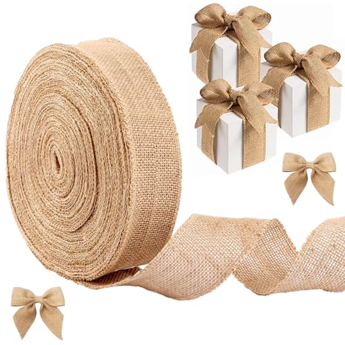 2 Stück Juteband 10 Meters Breit, 2 cm Vintage Geschenkband, Jute Sackleinen Bastelband, Vintage Dekoband Jute Band, Geschenkband Breit für Diy Handwerk, Weihnachten Deko, Hochzeit Deko von qhklew