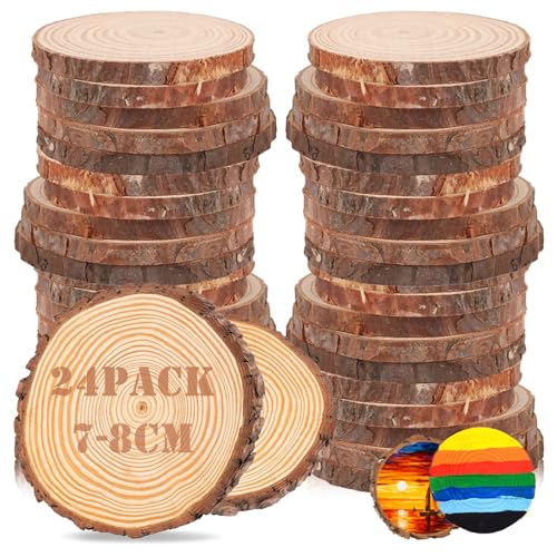 24 Stück Holzscheiben, Deko Baumscheibe Rund 7-8 cm Durchmesser - Ohne Loch Baumscheibe - für DIY Handwerk Holz-Scheiben Hochzeit Mittelstücke Weihnachten Dekoration 24 Stück Holzscheiben, Deko Baumscheibe Rund 7-8 cm Durchmesser - Ohne Loch Baumscheibe - für DIY Handwerk Holz-Scheiben Hochzeit Mittelstücke Weihnachten Dekoration von qhklew