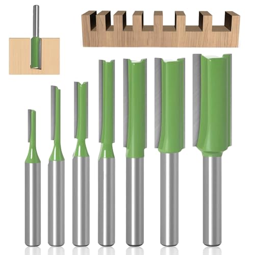 7 Teiliges Set Fräser für Oberfräse, Legierung Nutfräser 6mm Schaft, Schaft Nutfräser Holz Oberfräse, Fräser für Oberfräse, Mehrere Größen Fräser set, für Holz Fräser Schneiden Nutfräsen von qhklew