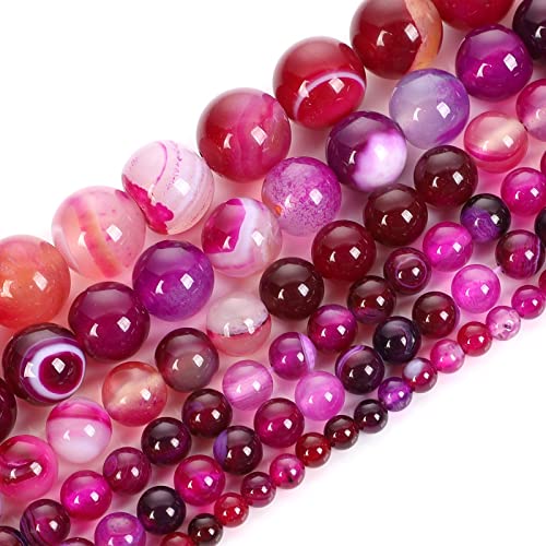 Naturstein Tigerauge Edelstein Perlen Turmalin Amazonit Achat Jaspis Perlen Rosenquarz Perlen für Schmuckherstellung DIY Armband Perlen Zubehör Perlen von qianho