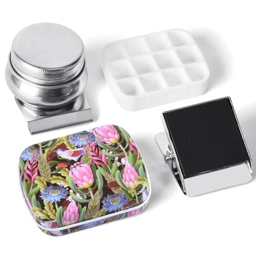 qianshan Tragbare Mini-Blechbox, leere Aquarellpalette mit 12 Mulden, kleine Farbaufbewahrung, Reisen, Künstler, Outdoor, Skizzen, Aquarell-Sets mit Magnetclip und Öltopf, Blumen und Vögel qianshan Tragbare Mini-Blechbox, leere Aquarellpalette mit 12 Mulden, kleine Farbaufbewahrung, Reisen, Künstler, Outdoor, Skizzen, Aquarell-Sets mit Magnetclip und Öltopf, Blumen und Vögel von qianshan