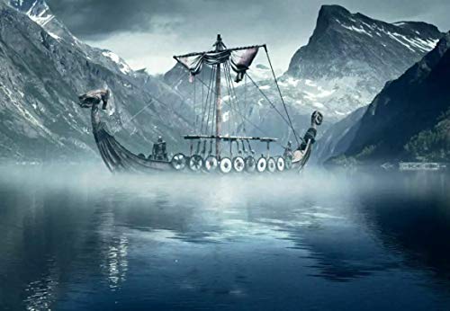 qianyuhe Druck auf Leinwand Wandkunst Bilder Wikinger Langboot in der kalten Nordsee Kunstfilmdruck Seidenplakat Home Wanddekoration 60x90cm (24x35inch von qianyuhe