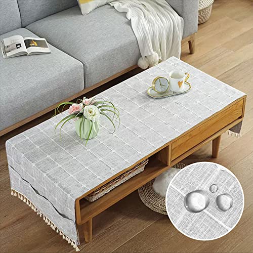 qiden Abwischbare Tischdecke Leinen Mit Taschen, Tischdecken Wohnzimmertisch/Table Cloth Couchtisch Rechteckig, Kleine Tischtuch Für Dekoration-C-50x145cm(20x57inch) von qiden