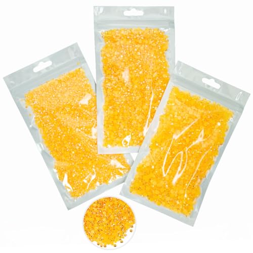 16000 Stück orange-gelbe AB-Harz-Strasssteine zum Basteln, 3 mm, 4 mm, 5 mm, dunkelgelb, AB, flache Rückseite, Gelee-Strasssteine, Bulk SS10, SS16, SS20, Nicht-Hotfix-Steine, Diamanten, Edelsteine für von qiipii