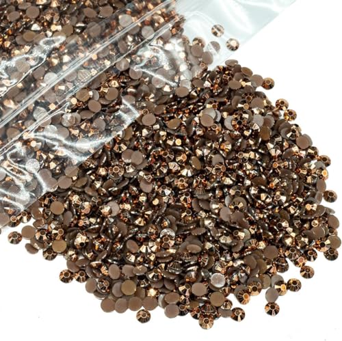 SZ qiipii 1280 Stück 6 mm Kupferharz-Strasssteine zum Basteln, braune flache Rückseite, Gelee-Strasssteine, Bulk SS30, nicht-Hotfix-Kaffeesteine, Diamanten, Kristalle, Edelsteine für Tassen, Becher, von qiipii
