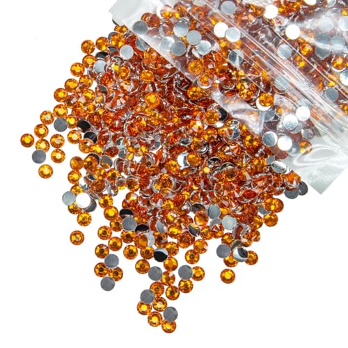 qiipii 2800 Stück orangefarbene Kristall-Harz-Strasssteine zum Basteln, hellorange, flache Rückseite, SS16, nicht-Hotfix, orangerote, Diamanten, Edelsteine für Gesicht, Augen, Make-up, Trinkgläser von qiipii