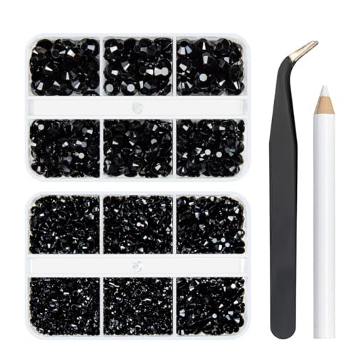 qiipii 3060 Stück schwarze Harz-Strasssteine mit flacher Rückseite zum Basteln, reine schwarze flache Rückseite, Gelee-Strasssteine, 2 mm, 3 mm, 4 mm, 5 mm, 6 mm, nicht Hotfix, Flaschen, DIY Handwerk qiipii 3060 Stück schwarze Harz-Strasssteine mit flacher Rückseite zum Basteln, reine schwarze flache Rückseite, Gelee-Strasssteine, 2 mm, 3 mm, 4 mm, 5 mm, 6 mm, nicht Hotfix, Flaschen, DIY Handwerk von qiipii