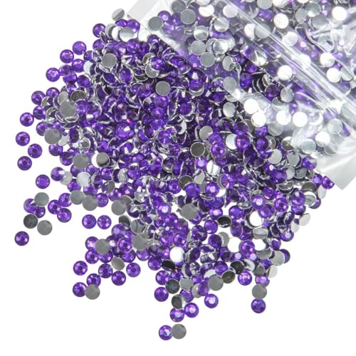 qiipii Strasssteine aus Kunstharz, 5 mm, dunkelviolett, zum Basteln, dunkelviolett, flache Rückseite, SS20, nicht-Hotfix-Diamanten, Kristalle, Edelsteine, Charm-Zubehör für Becher, Flaschen, Tassen von qiipii