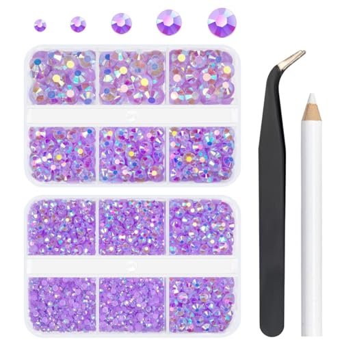 qiipii Violette AB-Harz-Strasssteine zum Basteln, hellviolett, AB-Strasssteine mit flacher Rückseite, 2 mm, 3 mm, 4 mm, 5 mm, 6 mm, 5 Größen, nicht-Hotfix-Edelsteine, Diamanten für Becher, Flaschen, qiipii Violette AB-Harz-Strasssteine zum Basteln, hellviolett, AB-Strasssteine mit flacher Rückseite, 2 mm, 3 mm, 4 mm, 5 mm, 6 mm, 5 Größen, nicht-Hotfix-Edelsteine, Diamanten für Becher, Flaschen, von qiipii