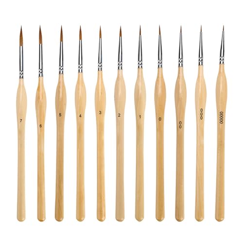 11 Stück Pinsel Set,Pinsel Set Malen,Feine Detail Pinsel für Acryl Aquarell Modellbau,hochwertige Miniatur Pinsel,für Malerei Ölfarben Körperbemalung Nägel,Farbe des Holzes 11 Stück Pinsel Set,Pinsel Set Malen,Feine Detail Pinsel für Acryl Aquarell Modellbau,hochwertige Miniatur Pinsel,für Malerei Ölfarben Körperbemalung Nägel,Farbe des Holzes von qijiefenCC