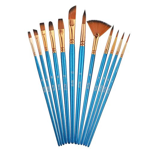 12 Stück Pinselset,Premium Nylon Acrylfarben Pinsel,Künstler Acryl Bürste,Malerei Ölfarben Brush Set fur Acrylfarben,Öle und Gouache, Blau 12 Stück Pinselset,Premium Nylon Acrylfarben Pinsel,Künstler Acryl Bürste,Malerei Ölfarben Brush Set fur Acrylfarben,Öle und Gouache, Blau von qijiefenCC