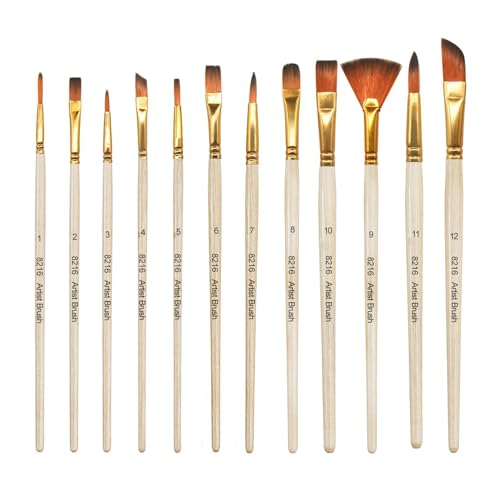 12 Stück Pinselset,Premium Nylon Acrylfarben Pinsel,Künstler Acryl Bürste,Malerei Ölfarben Brush Set fur Acrylfarben,Öle und Gouache, Holzfarbe 12 Stück Pinselset,Premium Nylon Acrylfarben Pinsel,Künstler Acryl Bürste,Malerei Ölfarben Brush Set fur Acrylfarben,Öle und Gouache, Holzfarbe von qijiefenCC