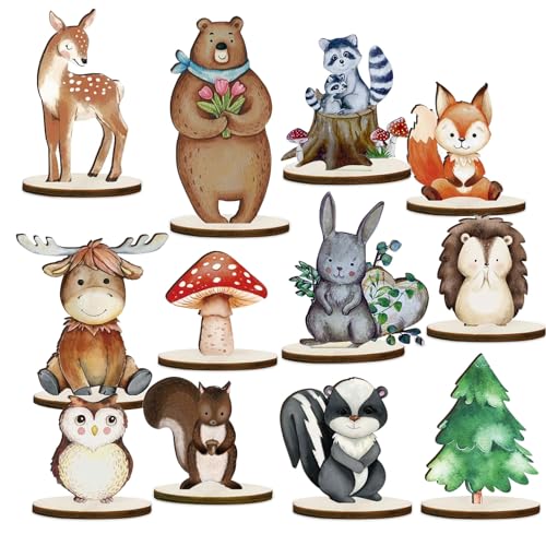 Holz Waldtiere Deko Ornamente,12 Stück Holz Tischdekorationen mit Holzsockel,Niedliche Waldtiere Ornamente,Tortendeko Dschungel,Tischaufsätze für Waldlager für Kindergeburtstag Deko Holz Waldtiere Deko Ornamente,12 Stück Holz Tischdekorationen mit Holzsockel,Niedliche Waldtiere Ornamente,Tortendeko Dschungel,Tischaufsätze für Waldlager für Kindergeburtstag Deko von qimeyu