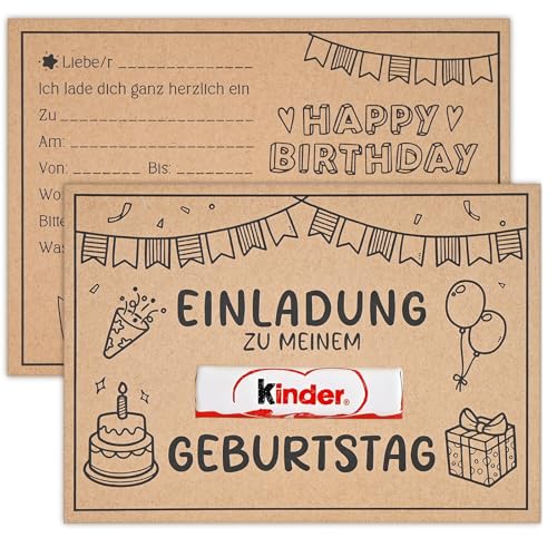 qingmeng 15 Stück Einladungskarten Kindergeburtstag Junge, Einladung Kindergeburtstag Kraftpapier, Einladungen Mädchen Partyeinladungen für Oh Baby Party Deko von qingmeng