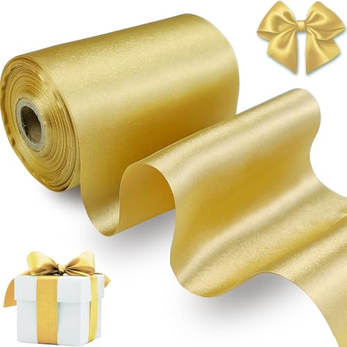 qingmeng 20m Satinband Gold, 10cm Geschenkband Gold Breit, Schleifenband Weihnachten, Geschenkband Hochzeit Stoff, Goldenes Geschenk Band Geschenkbänder für Taufe Geburtstag Deko Geschenkverpackung qingmeng 20m Satinband Gold, 10cm Geschenkband Gold Breit, Schleifenband Weihnachten, Geschenkband Hochzeit Stoff, Goldenes Geschenk Band Geschenkbänder für Taufe Geburtstag Deko Geschenkverpackung von qingmeng