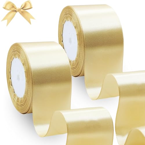 qingmeng 44m Geschenkband Gold, 5cm Satinband Schleifenband Golden Ribbon Band Schleife Geschenkband Breit Satinbänder Seidenband Band für Hochzeit geschenkverpackung Weihnachten Dekoration qingmeng 44m Geschenkband Gold, 5cm Satinband Schleifenband Golden Ribbon Band Schleife Geschenkband Breit Satinbänder Seidenband Band für Hochzeit geschenkverpackung Weihnachten Dekoration von qingmeng