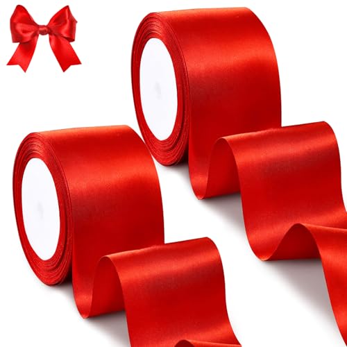 qingmeng 44m Geschenkband Rot, 5cm Satinband Schleifenband Red Ribbon Band Schleife Geschenkband Breit Satinbänder Seidenband Band für Hochzeit geschenkverpackung Weihnachten Dekoration qingmeng 44m Geschenkband Rot, 5cm Satinband Schleifenband Red Ribbon Band Schleife Geschenkband Breit Satinbänder Seidenband Band für Hochzeit geschenkverpackung Weihnachten Dekoration von qingmeng