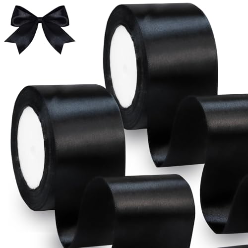 qingmeng 44m Geschenkband Schwarz, 5cm Satinband Schleifenband Schwarz Ribbon Band Schleife Geschenkband Breit Satinbänder Seidenband Band für Hochzeit geschenkverpackung Weihnachten Dekoration qingmeng 44m Geschenkband Schwarz, 5cm Satinband Schleifenband Schwarz Ribbon Band Schleife Geschenkband Breit Satinbänder Seidenband Band für Hochzeit geschenkverpackung Weihnachten Dekoration von qingmeng